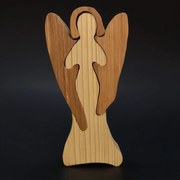 AMADEA Drevené puzzle anjel, masívne drevo dvoch druhov drevín, 15 cm