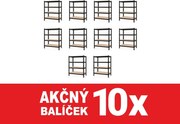 Akcia 10x Regál 168x160x60 cm profesionálny 4-policový, nosnosť 1600 kg - čierny