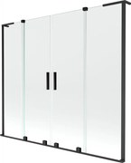 Mexen Velar L Duo, 2-krídlová posuvná vaňová zástena 170 x 150 cm, 8mm číre sklo, čierna matná, 896-170-003-02-70