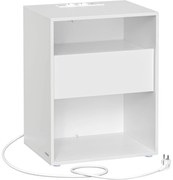 Nočný stolík s funkciou nabíjania, Montáž bez náradia, Príručný stolík s USB, biely