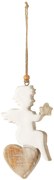 Závesný drevený anjelik so srdiečkom - 9 * 1,5 * 32cm