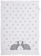 Biely froté kuchynský uterák s králikmi a srdiečkami Bunnies in Love I - 40*66 cm