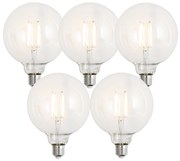 Sada 5 ks Inteligentné stmievateľné LED žiarovky E27 G125 číre 7W 806lm 2700-6500K