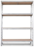 Bezskrutkový kovový regál RIVET BUDGET, 180x120x40 cm, 4x HDF polica, zinok