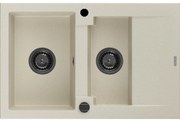 Mexen Gaspar granitový 1,5-komorový drez s odkvapkávačom 737 x 475 mm, Béžová, Sifón Čierna - 6507731505-69-B