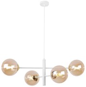 Závesne svietidlo Paris, 4x medové sklenené tienidlo, W/G