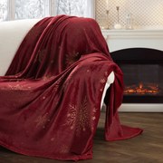 VIANOČNÁ FLANELOVÁ DEKA SNOW GOLD 150X200 CM VZOROVANÁ