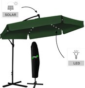 CH Zelený záhradný slnečník Banana s obalom+LED/3m