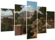 Obraz - Nicolas Poussin, Landscape with Saint John on Patmos, reprodukcia (150x105 cm)