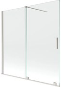 Mexen Velar, 2-krídlová posuvná vaňová zástena 160 x 150 cm, 8mm číre sklo, brúsená oceľ, 896-160-000-01-97