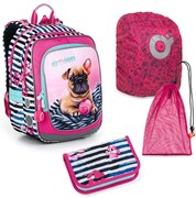 Veľký školský set Topgal ENDY 22005 G - školská taška + peračník + vrecko na prezuvky + pláštenka na batoh