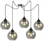 Závesné svietidlo Haga Spider, 5x sklenené tienidlo (mix 3 farieb)