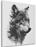 Obraz na plátne Vlčí pohľad - moderný čiernobiely motív