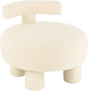 Biela okrúhla stolička s opierkou Teddy Bouclé White - Ø 52*49 cm