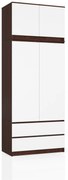 Šatníková skriňa s nadstavcom Star 90 cm wenge/biela
