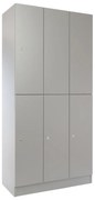 Drevená šatníková skrinka Visio LUX - 6 boxov, 90 x 45 x 185 cm, cylindrický zámok, sivá