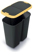 Odpadkový kôš DUO čierny, 45 l, žltá / čierna