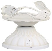 Krémový antik kovový svietnik s lístkami na širokú sviečku - Ø 8*8cm