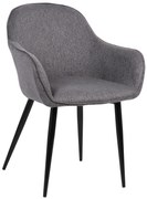 Stolička s podrúčkami Boise - látka, nohy čierny kov - Tmavo sivá