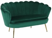 Lavica v štýle Art-deco, smaragdová Velvet látka/gold chróm-zlatý, NOBLIN