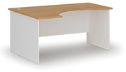 Ergonomický kancelársky pracovný stôl PRIMO WHITE, 1600 x 1200 mm, ľavý, biela/buk