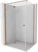 Mexen Mist-F T, 1-krídlový skladací sprchový kút ľavý 70 x 75 cm, priehľadný, brúsená meď - 8A6T-070-075-65-00-L