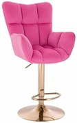 LuxuryForm DESIGN Barové kreslo AURORA VELUR na zlatom tanieri - tmavo ružové