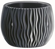 Okrúhly kvetináč s vkladom- Sandy tmavosivý