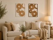 Sada 2 ks nástennej dekorácie CIRCLES kov 48x68 cm, čierna / biela