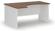 Ergonomický kancelársky písací stôl PRIMO WHITE, 160x120 cm, ľavý, biela/orech