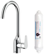 Laveo Claro, vysoká drezová batéria s filtrom na pitnú vodu, chrómová, LAV-BAKB098D