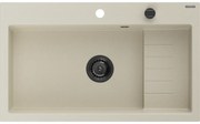 Mexen Omar, 1-komorový granitový drez 800x480x210 mm, béžový, grafitový sifón, 6520801005-69-B