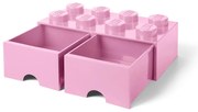 Svetloružový úložný box s dvoma zásuvkami LEGO®