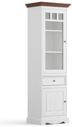 PROXIMA.store - Rustikálna vitrína ľavá 2s.1 - BELLUNO ELEGANTE FARBA: biela - orech