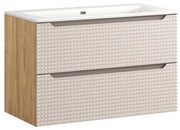 Závesná skrinka Luxor Beige so zápustným umývadlom 90 cm béžová/dub olejovaný