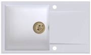 Sink Quality Sink55, kuchynský granitový drez 780x460x215 mm + zlatý sifón, biela, SKQ-SINK.W.1KDOL.XG
