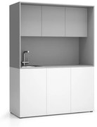 Kuchynka NIKA s drezom a batériou 1481 x 600 x 2000 mm, sivá, ľavé