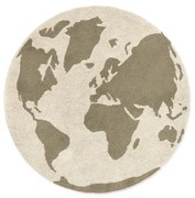 Zelený/krémový prateľný/ručne tkaný bavlnený detský koberec ø120 cm World Map – Lorena Canals