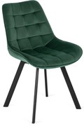 Jedálenská stolička RICK so zamatovým poťahom, tmavozelená