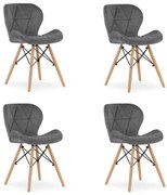 Set 4 zamatových kresiel LAGO - šedé