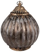 Hnedá sklenená svietiaca LED lampáš - Ø 15*20 cm