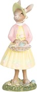 Dekorácia zajačik v šatách s košíkom vajec - 5*6*12 cm