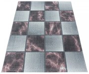 Koberec Ottawa štvorce ružovo sivé