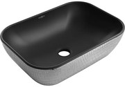 Mexen Rita, umývadlo na dosku 45x32x14 cm, čierna matná-strieborný vzor, 21084572