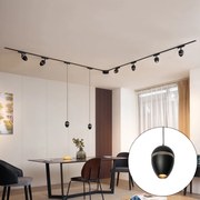 Koľajnicový systém svietidiel s 6 reflektormi a 2 závesnými svietidlami, čierny, 1-fázový - Magnetic Eggy