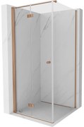 Mexen Mist-F T, 1-krídlový skladací sprchový kút ľavý 70 x 70 cm, priehľadný, brúsená meď - 8A6T-070-070-65-00-L