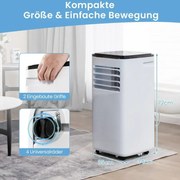Mobilná klimatizácia 9000 BTU s výfukovou hadicou 4 v 1 s chladením Biela