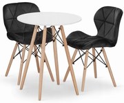 Jedálenský stôl TODI biely 60 cm s dvoma stoličkami LAGO čierne