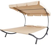 Lehátko pre dve osoby so strieškou- Béžové