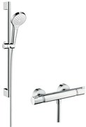 Hansgrohe Croma Select S, sprchová súprava Vario s termostatom Ecostat Comfort a sprchovou tyčou 65 cm, biela/chrómová, HAN-27013400